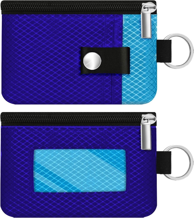 CCUMI Minimalist RFID Blocking Small Wallet with ID Window,WaterResistant Zip Id Case Wallet with Lanyard Keychain for Cards,Cash,Travel,Women,Men (Sapphire Blue/Lake Blue) - Image 3